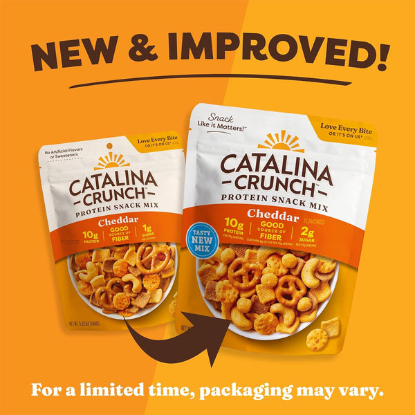 Catalina Crunch Protein Snack Mix with Cheese Crisps, 10g Protein, 2g Sugar, Gluten Free, Cheddar, 5.25 Ounce Bag