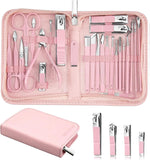 MINKINH Manicure Set Professional Nail Clipper Kit-26 Pieces Stainless Steel Manicure Kit,Nail Care Tools with Luxurious Travel Case (Brown)