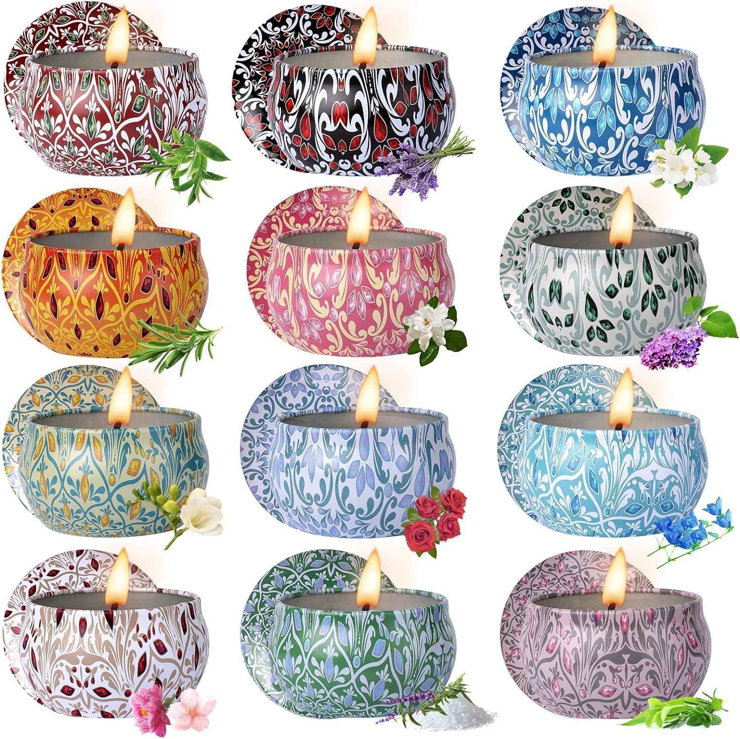 Scented Candles for Women, Candles for Home Scented, 12 Pack Soy Wax Christmas Gifts Sets, Birthday Gifts for Women Best Friends Sister Colleague