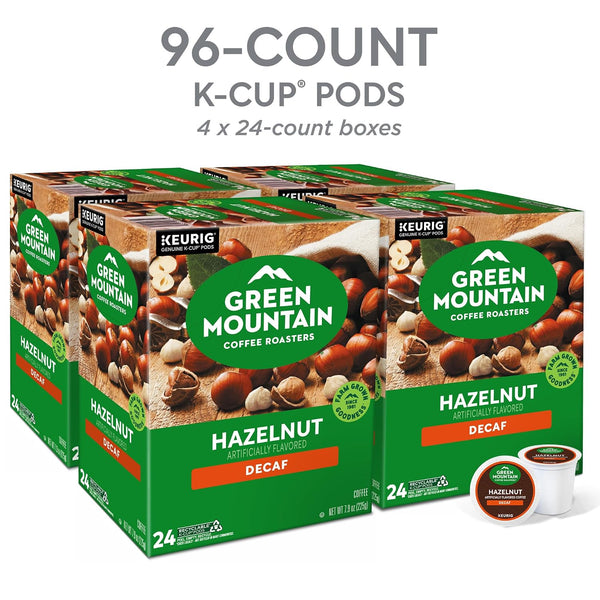 Green Mountain Coffee Roasters Hazelnut Decaf Single-Serve Keurig K-Cup Pods Flavored Light Roast Coffee