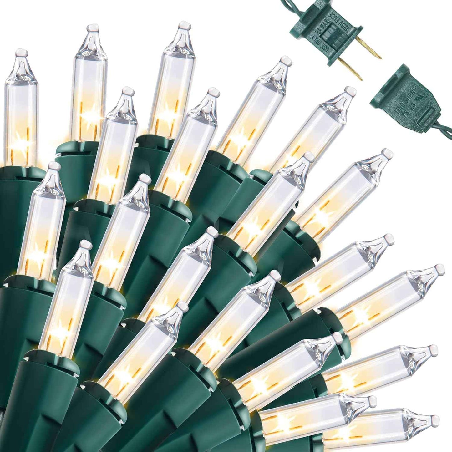 Joiedomi Clear Christmas String Lights Indoor,100 Count Mini Warm White Fairy Light,19.4 FT Lighting Decor for Patio Dorm Classroom Bedroom Holiday Wedding Party Garland Birthday Festival,Green Wire