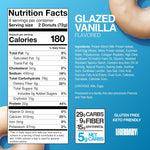 Glazed Vanilla Protein Donuts with 22g Protein, Zero Sugar, Gluten Conscious, Low Carb, Keto Suitable, 8 Pack