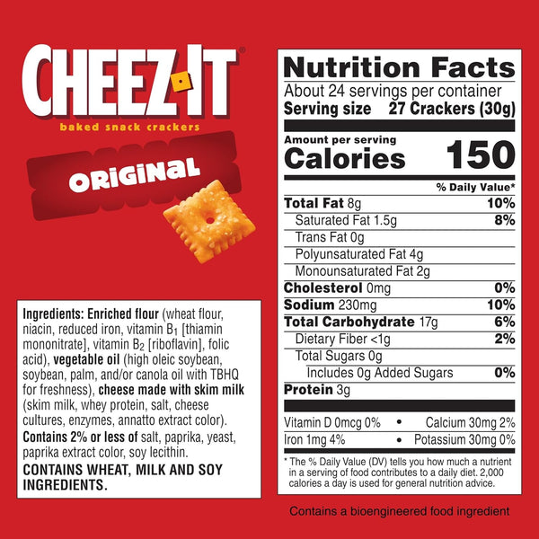 Cheez-It Original Baked Snack Crackers, 25oz Box, Party Size