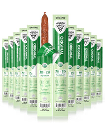 Organic Beef Sticks - Grass Fed, Zero Sugar, Non-GMO, Individually Wrapped Meat Snacks