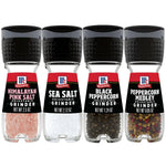 McCormick grinder essentials variety pack non gmo 6.47 oz, varieties include black peppercorn, himalayan pink salt, peppercorn medley & sea salt