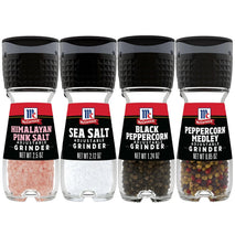 McCormick grinder essentials variety pack non gmo 6.47 oz, varieties include black peppercorn, himalayan pink salt, peppercorn medley & sea salt
