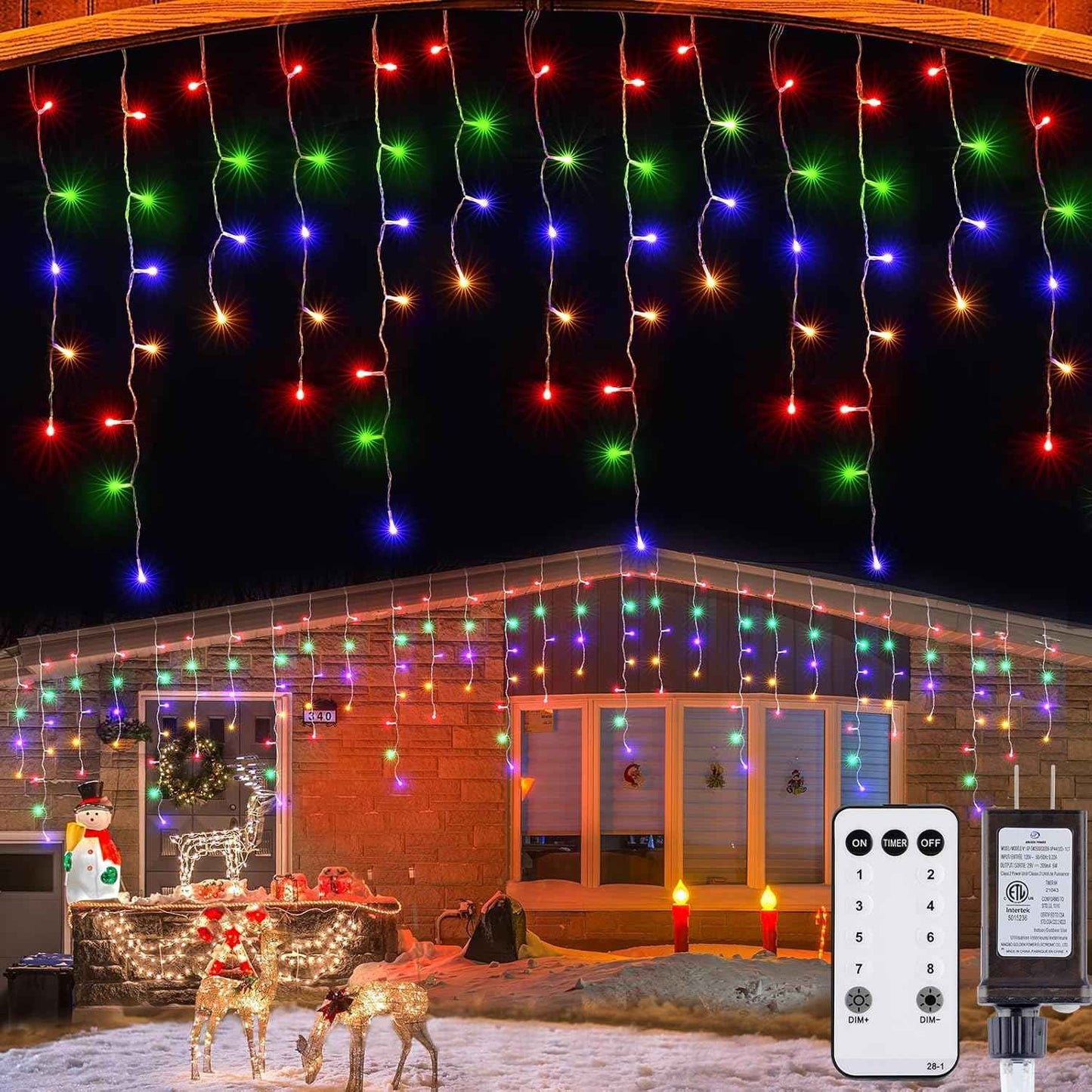 Brightown 40FT Warm White Icicle Christmas Lights, 432 LED Outdoor Waterproof String Lights with 81 Drops, 8 Modes, Timer, Connectable, Remote Included