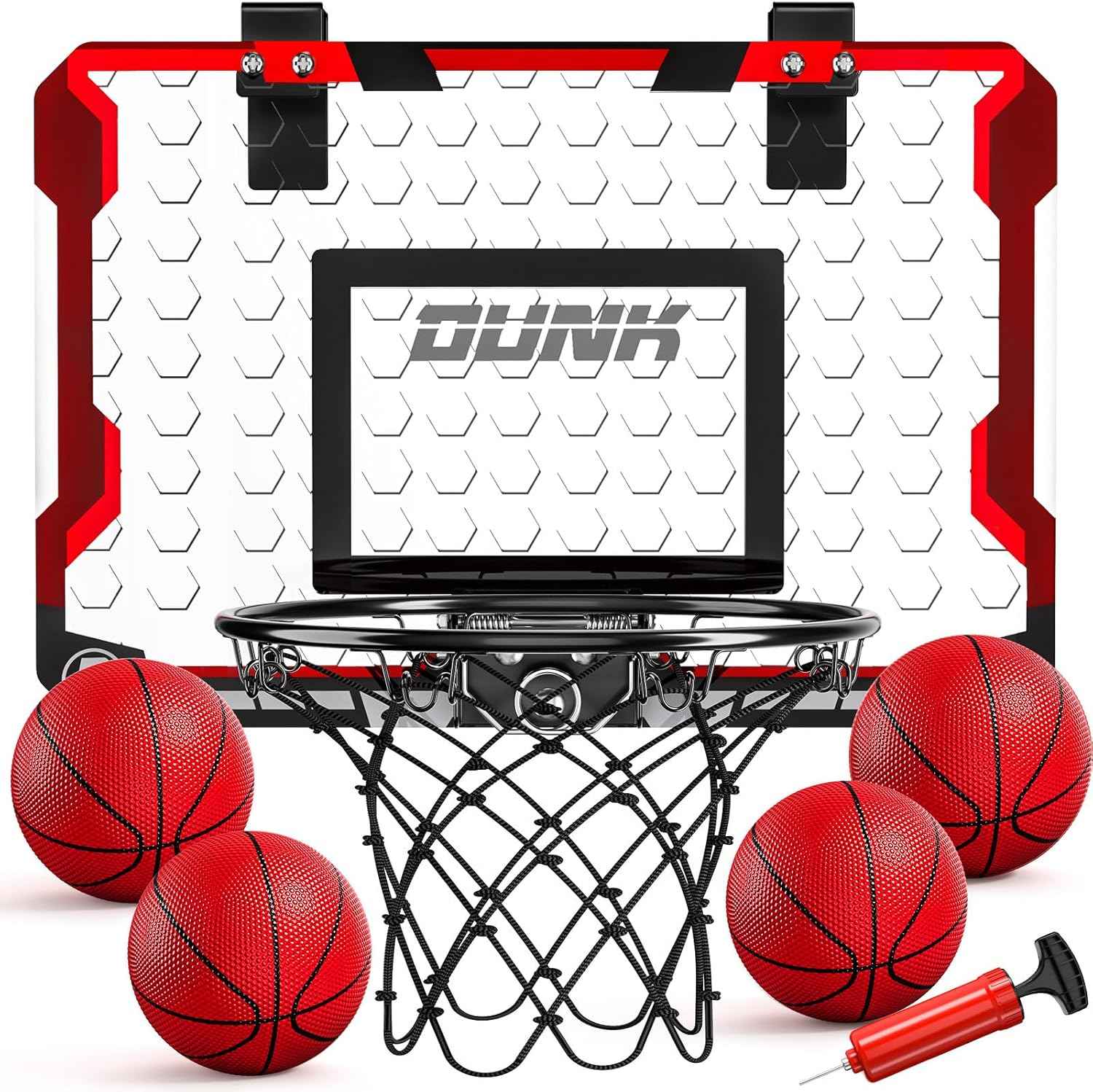 TEMI Indoor Basketball Hoop for Kids, Door Room Basketball Hoop,Mini Basketball Hoop with 4 Balls, Basketball Toys for 3 4 5 6 7 8 9 10 11 12 Year Old Boys