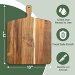 Acacia wood cutting board and serving board with handle for kitchen and dining