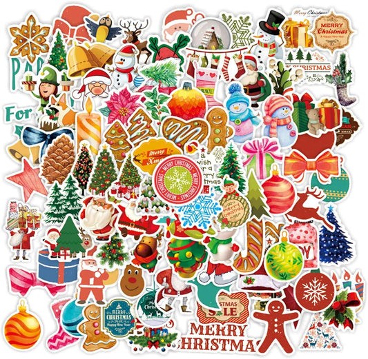 100PCS Christmas Theme Stickers, Non-Repeating Vinyl Waterproof Holiday Stickers, Holiday Gifts for Kids and Teens, Xmas Party Favorite, Stocking Stuffers for Kids Toddlers Teens Boys Girls