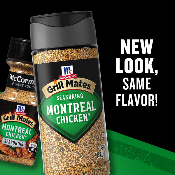 McCormick Grill Mates Montreal Chicken Seasoning, 2.75 oz, bold garlic, onion, pepper flavor, no MSG