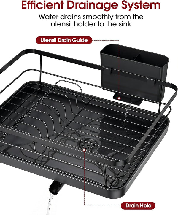 Stainless Steel Dish Rack with Drainboard for Kitchen Counter and Sink