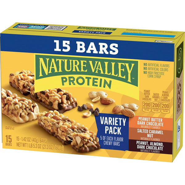 Nature Valley Protein Bars Variety Pack, 15 Count, 21.3 oz Box