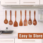 9 Piece Natural Teak Wooden Kitchen Utensil Set