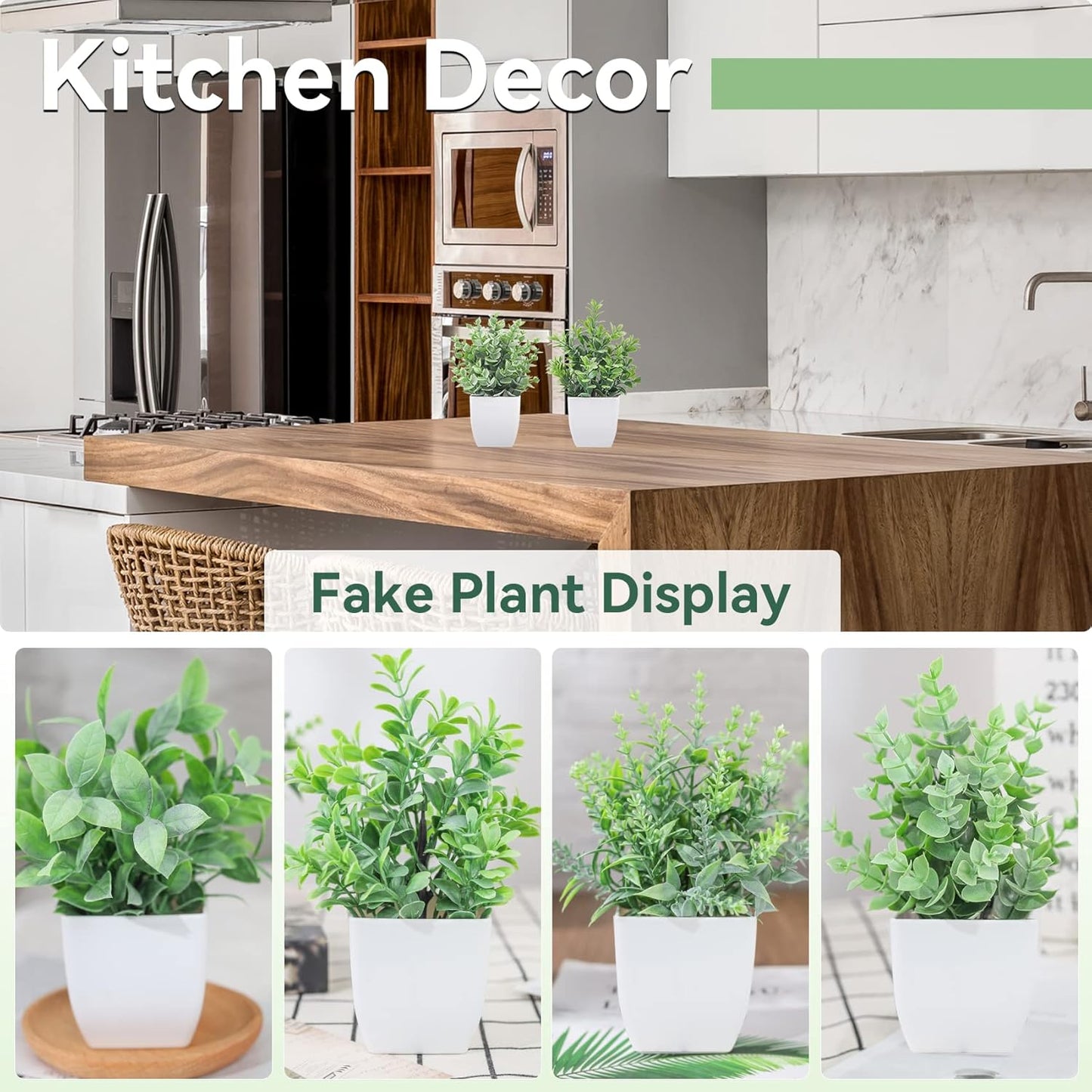 Der Rose 4 Pack Fake Plants Mini Artificial Greenery Potted Plants for Home Decor Indoor Office Table Room Farmhouse Bathroom Decor