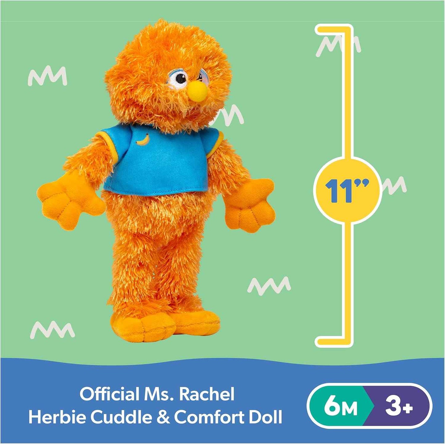 Ms. Rachel Official Herbie Cuddle & Comfort Friend Doll, 11” Premium Plush Baby Toy, Toddler Toys for Girls & Boys for Ages 6 Months to 3+