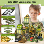 GobiDex 100PCS Magnetic Building Blocks Army Toys, STEM Military Magnetic Tiles with Army Men, Magnet Construction Toys for Toddler Kids Ages 3-5 5-7 4-8, Birthday Gifts for 3+ Year Old Boys Girls