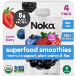 Noka Superfood Fruit Smoothie Pouches with Immune Support, Super Berry, Healthy Snacks with Vitamin C, Plant Protein, Flax Seed, Gluten Free, Squeeze Pouch, 4.22 oz (Pack of 12)