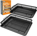 Air Fryer Basket Oven - 2 Set Large Air Fryer Basket and Tray Stainless Steel Oven Air Fryer Rack Pan Accessories for Baking 15.4"x11.2"