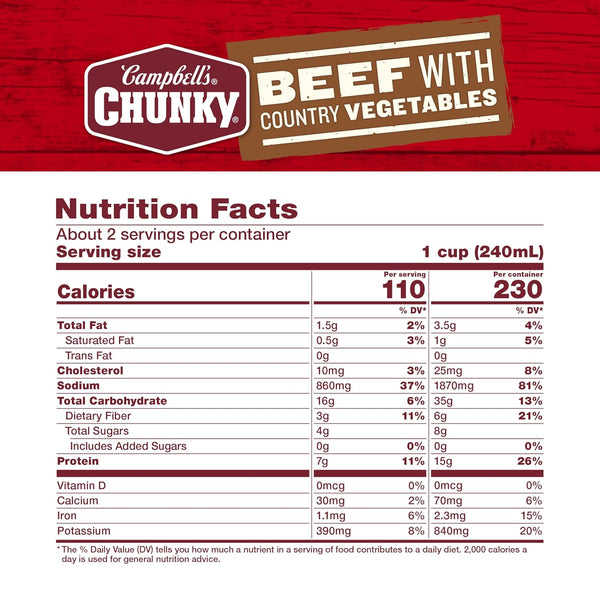 Campbell's Chunky Beef Soup with Country Vegetables, 18.8 Oz Can