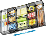 Marbrasse Expandable Desk Drawer Organizer, Mesh Drawer Organizer Tray with 10 Adjustable Compartments, Desk Organizers and Accessories, 5 Dividers Drawer for Office Supplies, Makeup & Vanity (Black)