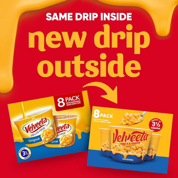 Velveeta Shells and Cheese Mac and Cheese, 8 Cups, Original Flavor, Easy Snacks or Sides