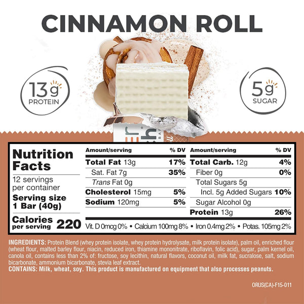 Power Crunch Protein Energy Wafer Bars, Cinnamon Roll, 1.4 Ounce, 12 Count