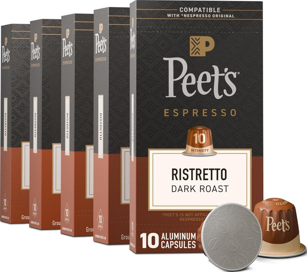 Peet's Coffee Dark Roast Espresso Capsules for Nespresso Original Machine 50 Count