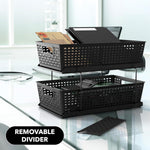 2 Tier Bathroom Organizer Tray with Sliding Drawer and Under Sink Storage