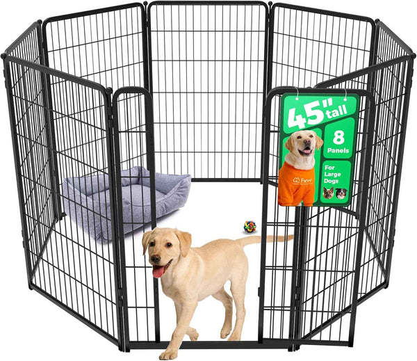FXW Homeplus Unleashed Indoor Dog Playpen - Stress-Free and Safe Play, Heavy Duty 24 Inch 6 Panels Dog Pen for Puppy and Small Dogs, Black│Patented