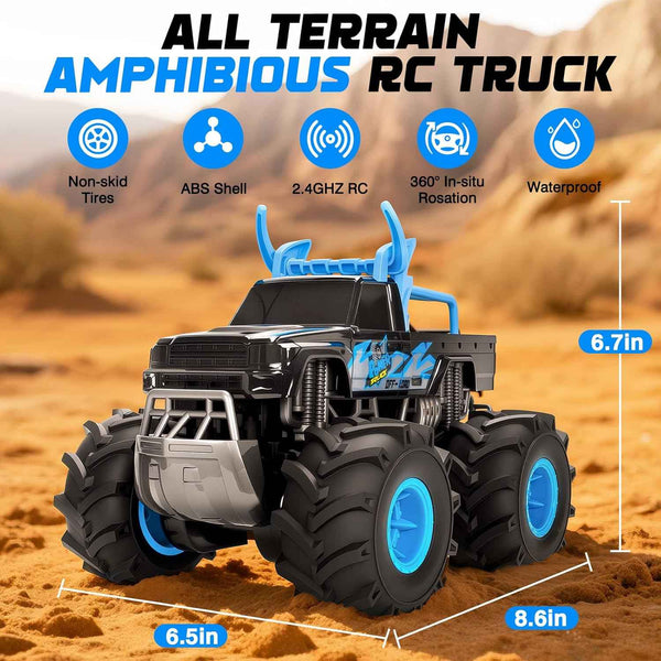 BainGesk waterproof 1:16 2.4GHz 4WD all-terrain RC car with 2 rechargeable batteries for kids