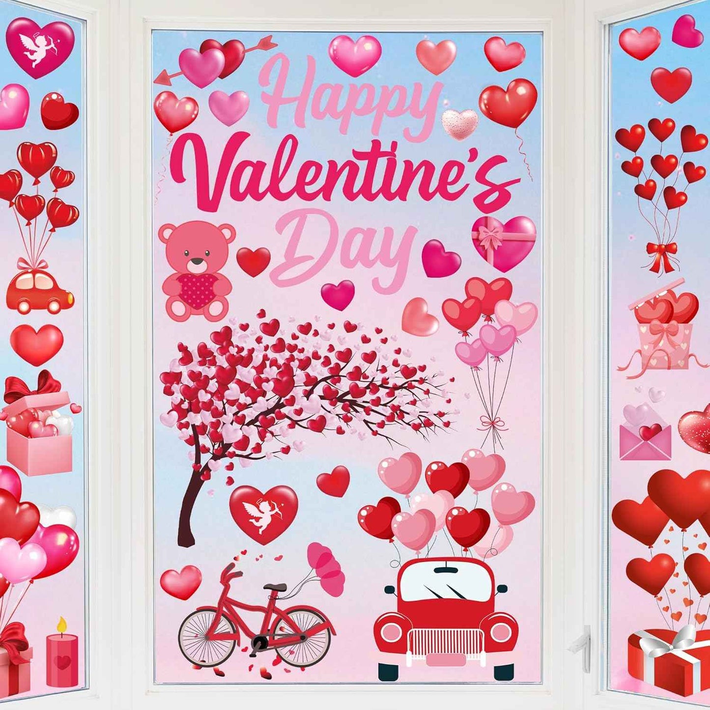 116PCS Christmas Decorations, 9 Sheets Christmas Window Clings, Snowflake Window Clings Decals, Double Sided Xmas Snowflake Decal Stickers for Winter Holiday Home Indoor Decorations Decor Supplies