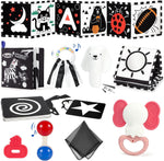 urmywo black and white baby toy, tummy time high contrast newborn toys 0-3 months, soft baby book