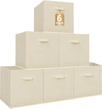 Storage Cubes for Organization and Closet Use, 6 Pack Fabric Foldable Collapsible Bins with Handles