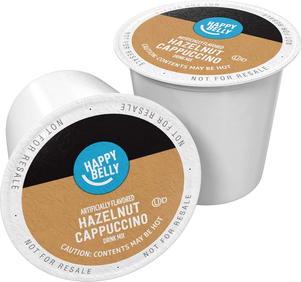Happy Belly Light Roast Cappuccino Coffee Pods, Hazelnut Flavored, 24 Count