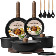 CAROTE 19pcs Pots and Pans Non Stick, Cookware Sets Detachable Handle, Induction Kitchen Pots and Pans,NonStick Cooking Set, Oven/Dishwasher/Fridge Safe, Space Saving