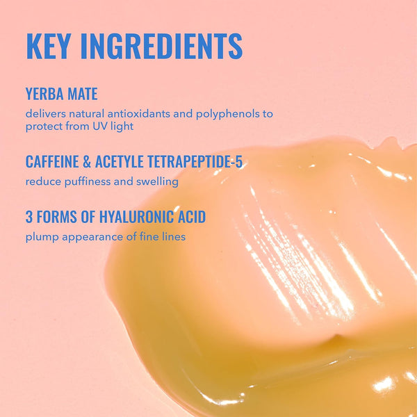 Good Molecules Yerba Mate Wake Up Eye Gel - Hydrating Under Eye Cream with Hyaluronic Acid and Caffeine for Dark Circles and Puffiness