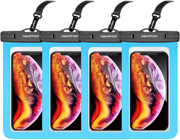 4 Pack 8.5“ Waterproof Cell Phone Pouch - Underwater Dry Bag Case Lanyard -Water Proof Clear Holder Protector for iPhone 17 16 Pro Max Plus Air Samsung Galaxy S25 Ultra Note for Beach Swimming