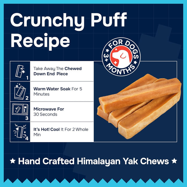 Natural yak cheese Himalayan made dog chews for all breeds, lactose free, dental cleaning for aggressive chewers - small, medium, large