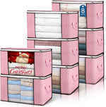 6 Pack Large Foldable Storage Bins with Reinforced Handle for Clothing and Toys (Gray)