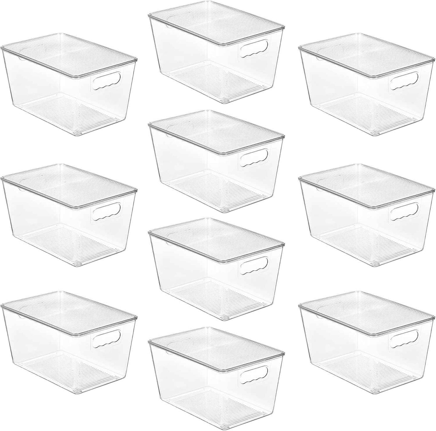 Vtopmart 6 Pack Clear Stackable Storage Bins with Lids, Medium Plastic Containers with Handle for Pantry Organizer and Storage,Perfect for Kitchen,Fridge,Cabinet, Closet,Bathroom Organization
