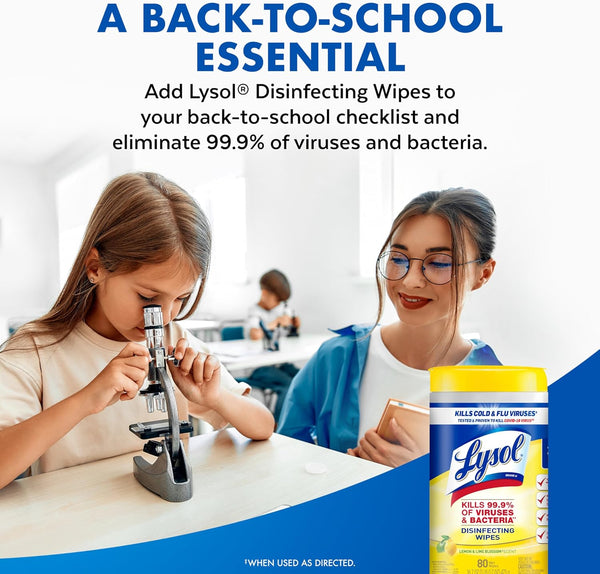 LYSOL Disinfecting Wipes, All Purpose Cleaner, Multi-Surface Antibacterial Cleaning Wipes, Household Cleaning Supplies, Dorm Essentials, Lemon + Mango & Hibiscus + Crisp Linen Scent, 80 ct. (4 Pack)