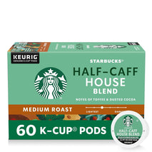 Starbucks K-Cup Coffee Pods, Medium Roast, 60 Count, Half-Caff House Blend