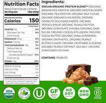 Orgain organic vegan protein bars, 10g plant based protein, peanut butter chocolate chunk, gluten free, non-gmo, 1.41 oz, pack of 12