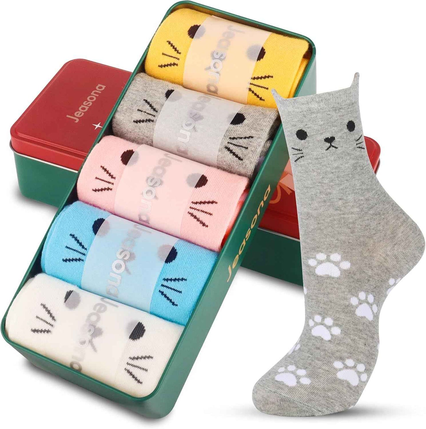 Jeasona Women's Cat Socks Cat Gifts Cute Animal Socks Dog Owl Gifts for Women