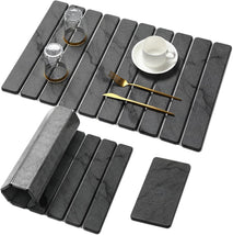 Large Stone Dish Drying Mat for Kitchen Counter, Dark Gray, 24"×16" & 8"x4"