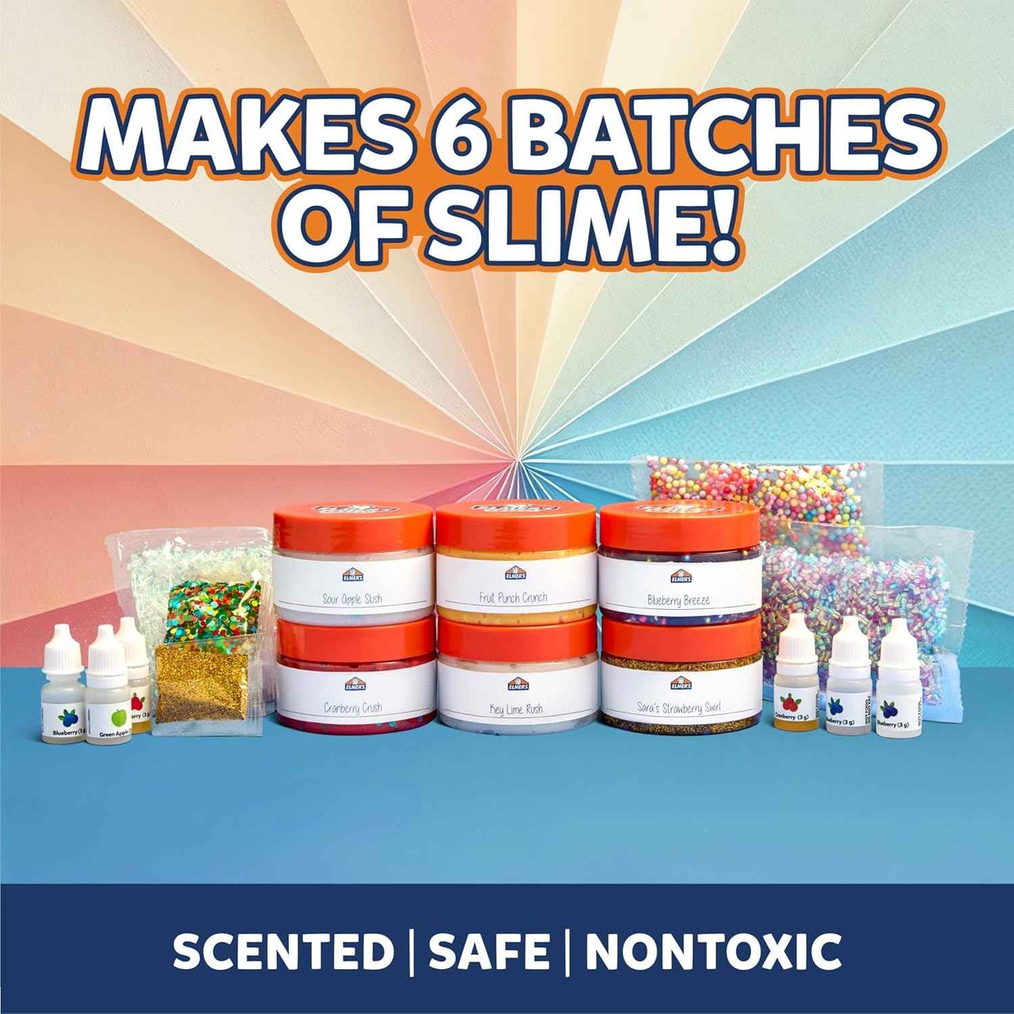 Elmer's Color Wheel Slime Kit, Includes Elmer's Gue Premade Slime, Clay Color Pigments, Scents, Sheet Labels, 24 Piece Kit