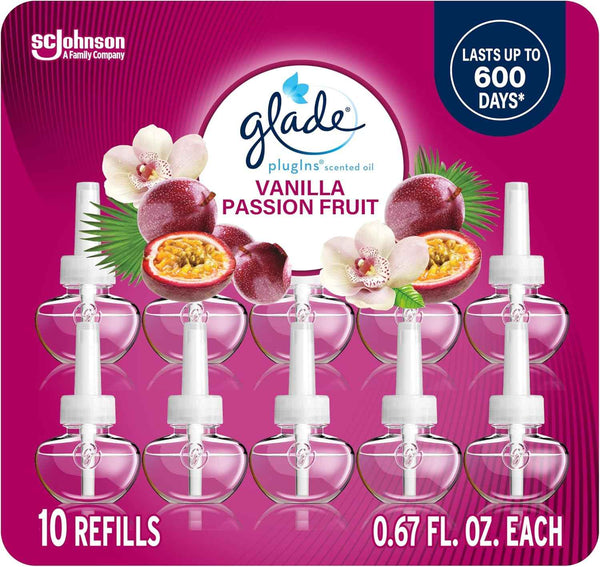 Glade PlugIns Refills Air Freshener, Scented and Essential Oils for Home and Bathroom, Aqua Waves, 6.7 Fl Oz, 10 Count