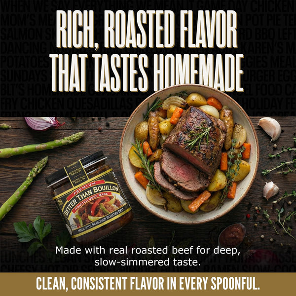 Better Than Bouillon Premium Roasted Beef Broth Base, Makes 38 Cups, 8 oz, Richer Flavor