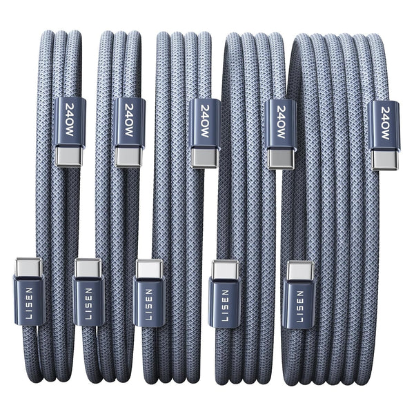 Lisen 6.6ft 2-pack 240W USB-C to USB-C cable fast charging for iPhone 17, 16, 15 Pro Max, iPad, MacBook, Samsung S26, S25 Ultra